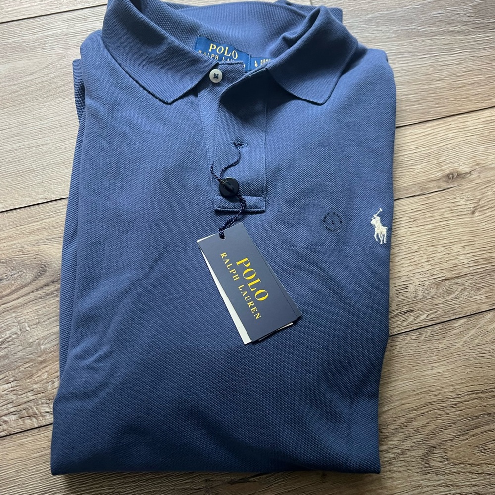 Ralph Lauren Blue Polo Shirt Classic Cotton Pique